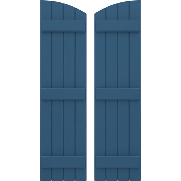 Ekena Millwork Americraft 4-Board (3 Batten) Wood Joined Board-n-Batten Shutters w/Ellipt Top, ARW401BE414X81HBH, PR ARW401BE414X81HBH - main